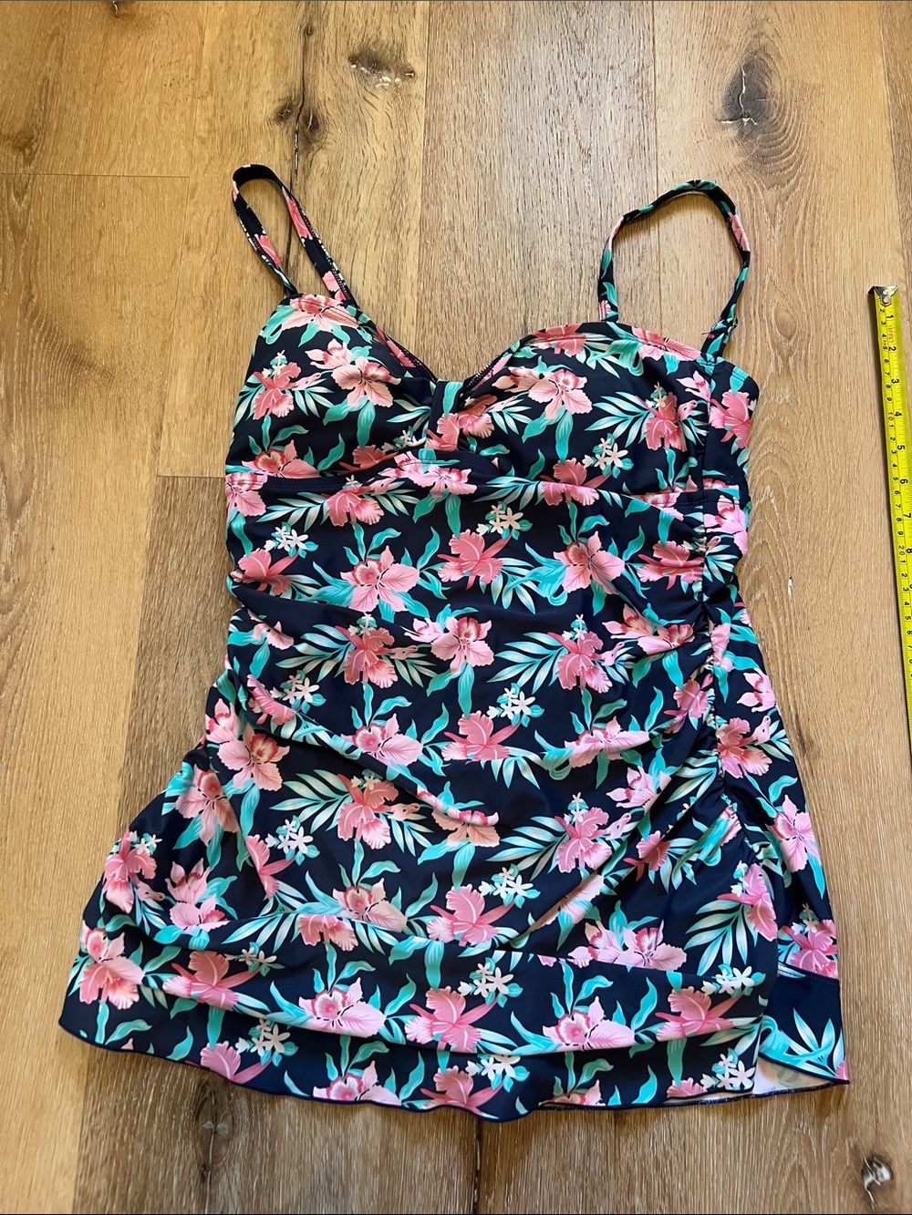 Shore Shapes Swimwear Women’s Floral Ruched One-Piece Swimsuit - Navy 12